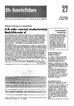 Voorzijde van magazine: TH berichten 27 - 10 maart 1972