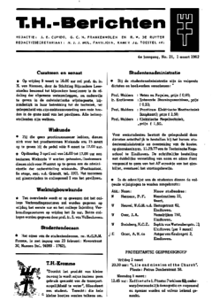 Voorzijde van magazine: TH berichten 21 - 1 maart 1962
