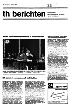Voorzijde van magazine: TH berichten 33 - 10 mei 1974