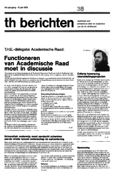 Voorzijde van magazine: TH berichten 38 - 13 juni 1975