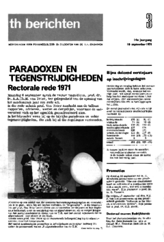 Voorzijde van magazine: TH berichten 3 - 10 september 1971