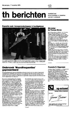 Voorzijde van magazine: TH berichten 12 - 7 november 1975