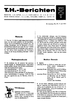 Voorzijde van magazine: TH berichten 29 - 11 mei 1962