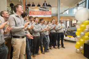 Solar Team Eindhoven tijdens de huldiging. Foto | Rien Meulman