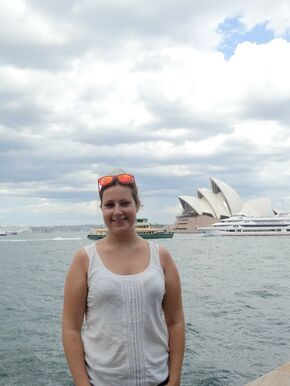 Nathalie bij het Opera house. Foto | Privé-archief Nathalie van de Laar Nathalie bij het Opera house. Foto | Privé-archief Nathalie van de Laar