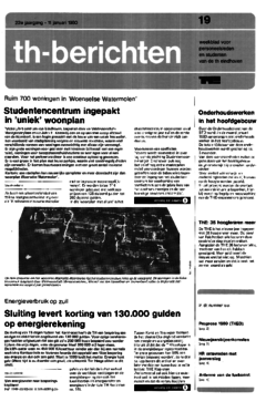 Voorzijde van magazine: TH berichten 19 - 11 januari 1980