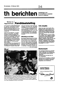 Voorzijde van magazine: TH berichten 24 - 16 februari 1973