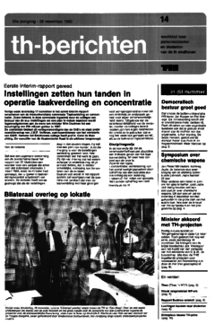 Voorzijde van magazine: TH berichten 14 - 26 november 1982