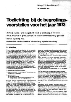 Voorzijde van magazine: TH berichten 13 bijlage - 19 november 1971