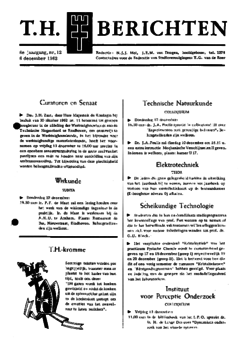 Voorzijde van magazine: TH berichten 12 - 6 december 1963