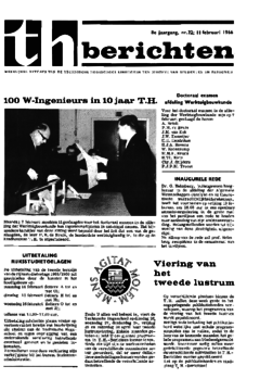 Voorzijde van magazine: TH berichten 22 - 11 februari 1966