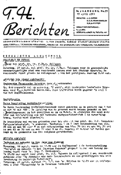 Voorzijde van magazine: TH berichten 29 - 19 april 1961