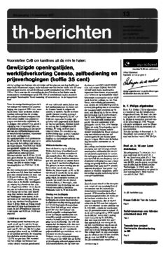 Voorzijde van magazine: TH berichten 13 - 11 november 1977