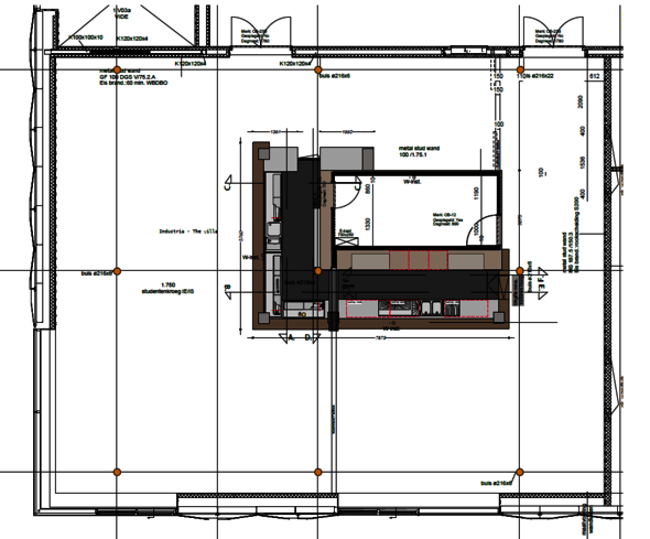 Plattegrond barruimte studievereniging Intermate. Blauwdruk | Dutch Concept