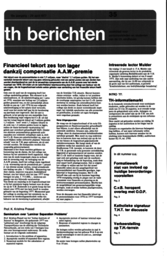 Voorzijde van magazine: TH berichten 35 - 29 april 1977
