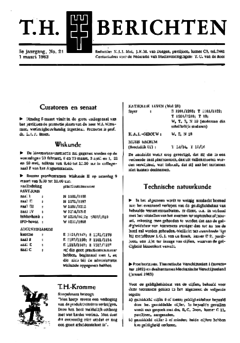 Voorzijde van magazine: TH berichten 21 - 1 maart 1963
