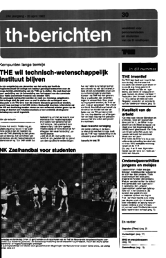 Voorzijde van magazine: TH berichten 30 - 20 april 1982