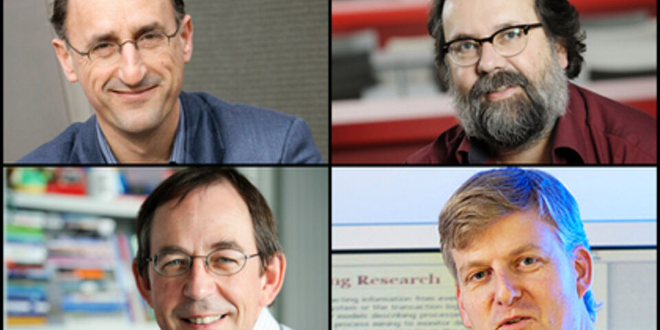 Met de klok mee vanaf linksboven: Anthonie Meijers, Maarten Steinbuch, Wil van der Aalst en René Janssen.