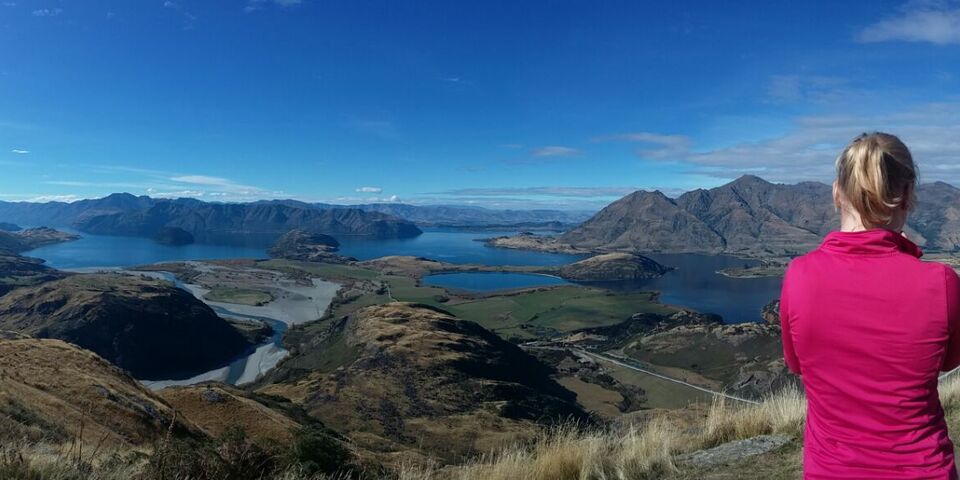 Uitzicht over het meer van Wanaka.