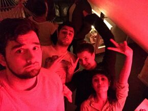 Drinks with my housemates during the first month.