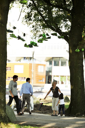 Groene sneakers boven het Limbopad. Foto | Bart van Overbeeke