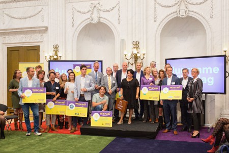 De prijsuitreiking van de NS Reis mee-prijs dinsdag.